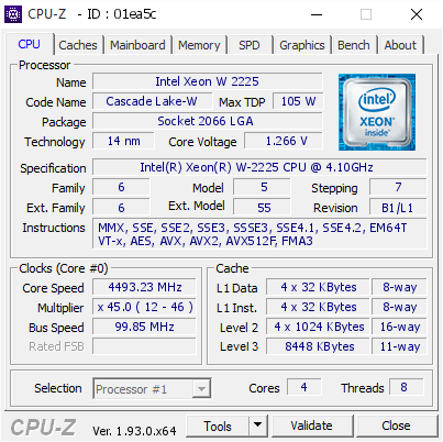 screenshot of CPU-Z validation for Dump [01ea5c] - Submitted by  DB-PC1294  - 2020-10-02 12:34:29