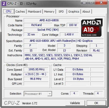 screenshot of CPU-Z validation for Dump [02yr4u] - Submitted by  nattavut  - 2015-07-18 15:07:52