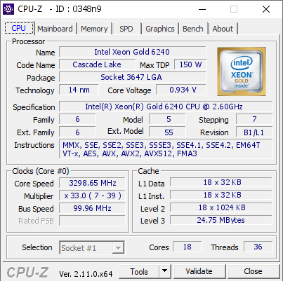 screenshot of CPU-Z validation for Dump [0348n9] - Submitted by  Anonymous  - 2024-12-05 21:52:46