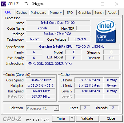 screenshot of CPU-Z validation for Dump [04ggxu] - Submitted by  LII  - 2015-10-25 13:39:42