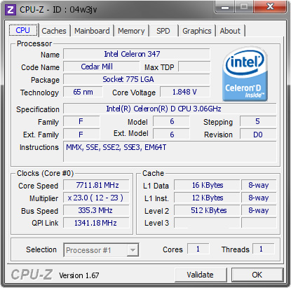 screenshot of CPU-Z validation for Dump [04w3jv] - Submitted by  wyt_3709A418_2L70716 3A1758  - 2013-12-14 14:12:49