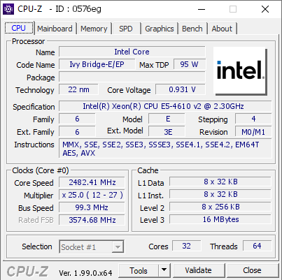 screenshot of CPU-Z validation for Dump [0576eg] - Submitted by  Anonymous  - 2022-01-07 01:09:07