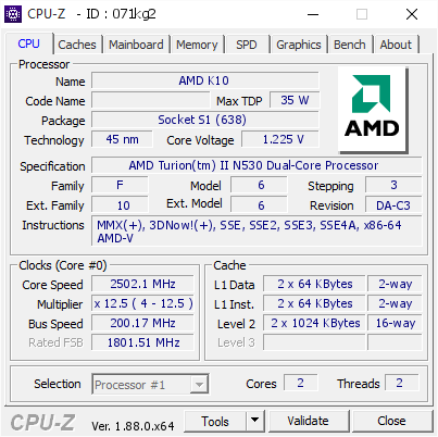 screenshot of CPU-Z validation for Dump [071kg2] - Submitted by  USER-ПК  - 2019-05-05 20:41:28