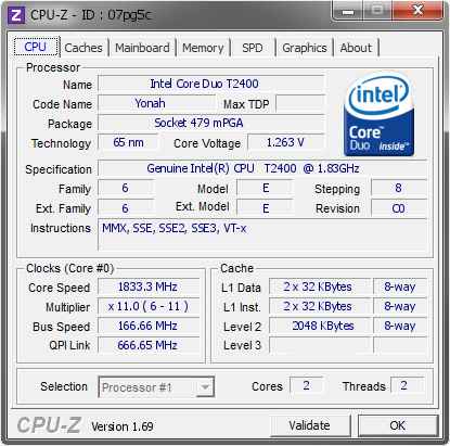 screenshot of CPU-Z validation for Dump [07pg5c] - Submitted by  VAIO-54358FF396  - 2014-05-23 02:05:09
