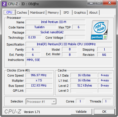 screenshot of CPU-Z validation for Dump [08djhx] - Submitted by  KOMP-E3CCAE85ED  - 2014-11-07 23:11:14