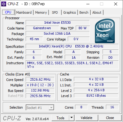 screenshot of CPU-Z validation for Dump [08h7wp] - Submitted by  Anonymous  - 2023-09-08 11:06:59