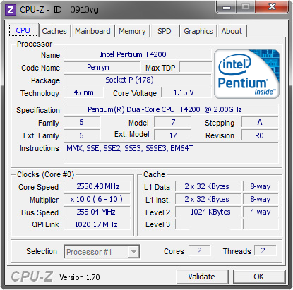 screenshot of CPU-Z validation for Dump [0910vg] - Submitted by  CHRIS_666  - 2014-09-07 06:09:33