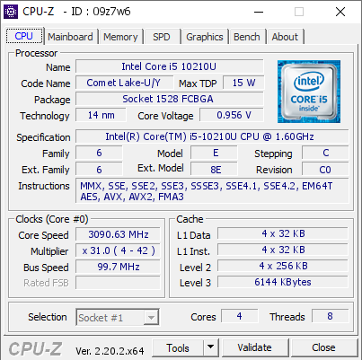screenshot of CPU-Z validation for Dump [09z7w6] - Submitted by  Anonymous  - 2026-08-13 19:09:45