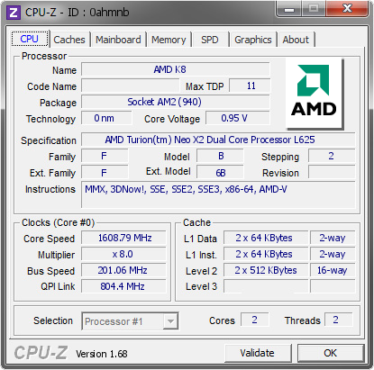 screenshot of CPU-Z validation for Dump [0ahmnb] - Submitted by  Cary Price  - 2014-02-12 06:02:09