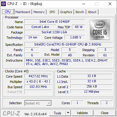 screenshot of CPU-Z validation for Dump [0bgdug] - Submitted by  DESKTOP-UP5V2CS  - 2025-06-14 09:07:21