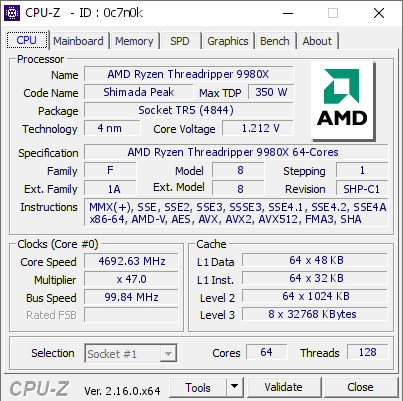 screenshot of CPU-Z validation for Dump [0c7n0k] - Submitted by  Anonymous  - 2025-10-03 10:05:12