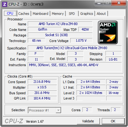screenshot of CPU-Z validation for Dump [0cwns3] - Submitted by  QUOTE-PC  - 2013-12-08 13:12:14