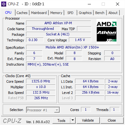 screenshot of CPU-Z validation for Dump [0dd2r1] - Submitted by  Loodo  - 2019-08-29 23:09:31