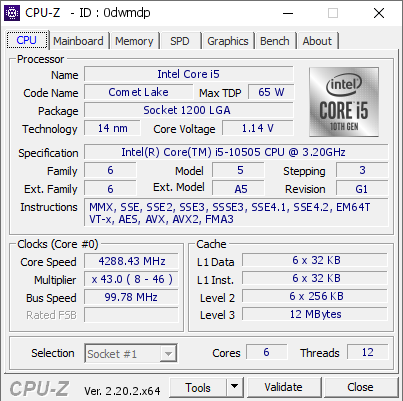 screenshot of CPU-Z validation for Dump [0dwmdp] - Submitted by  TASHAPC-MOCHA  - 2026-07-23 04:09:52