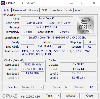 screenshot of CPU-Z validation for Dump [0ek7cr] - Submitted by  DESKTOP-UGC44NP  - 2026-05-17 01:42:48
