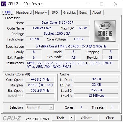 screenshot of CPU-Z validation for Dump [0evher] - Submitted by  BotSkill  - 2023-11-16 21:05:02