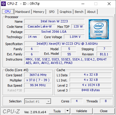 screenshot of CPU-Z validation for Dump [0fn7qr] - Submitted by  JDITDESK-DAN  - 2024-02-22 19:46:39