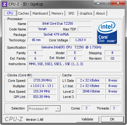 screenshot of CPU-Z validation for Dump [0gwkqz] - Submitted by  LI-439392930A5F  - 2014-02-08 04:02:12