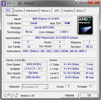 screenshot of CPU-Z validation for Dump [0h11y4] - Submitted by  Ruben  - 2013-11-16 21:11:27