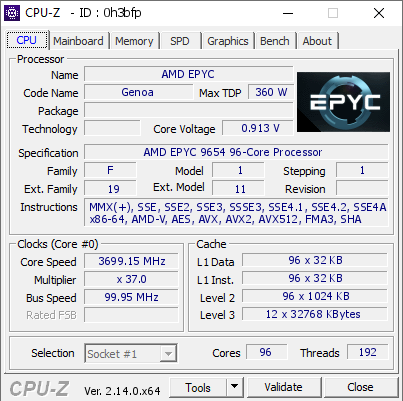 screenshot of CPU-Z validation for Dump [0h3bfp] - Submitted by  Anonymous  - 2025-02-19 14:02:58