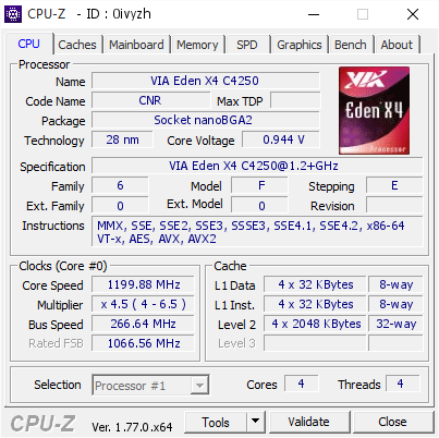 screenshot of CPU-Z validation for Dump [0ivyzh] - Submitted by  Anonymous  - 2016-08-08 14:06:20