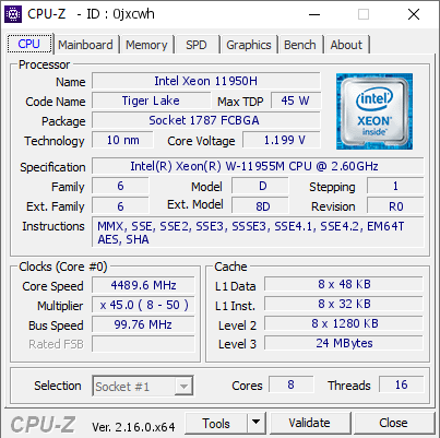 screenshot of CPU-Z validation for Dump [0jxcwh] - Submitted by  Anonymous  - 2025-10-07 20:42:26