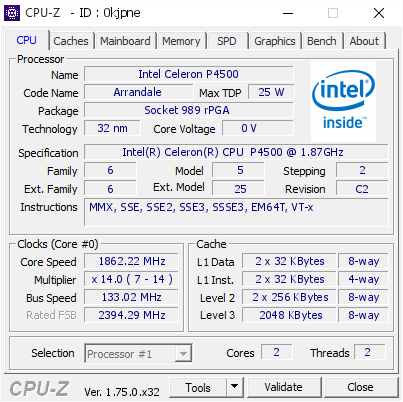 screenshot of CPU-Z validation for Dump [0kjpne] - Submitted by  ADRIANRUSEN  - 2016-02-04 07:09:50