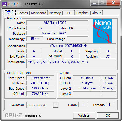 screenshot of CPU-Z validation for Dump [0mm067] - Submitted by  NUBIA-PC  - 2013-11-10 18:11:53