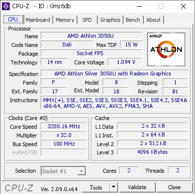 screenshot of CPU-Z validation for Dump [0mz6db] - Submitted by  LAPTOP-92KJ8D96  - 2024-04-13 00:40:18