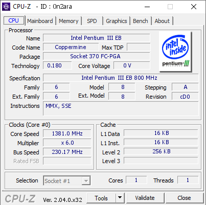 screenshot of CPU-Z validation for Dump [0n2ara] - Submitted by  zombie568  - 2023-05-09 18:51:16