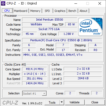 screenshot of CPU-Z validation for Dump [0npivd] - Submitted by  C.M.P  - 2022-02-04 16:59:08