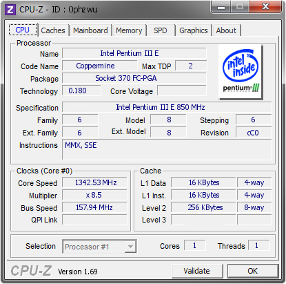 screenshot of CPU-Z validation for Dump [0phzwu] - Submitted by  delly  - 2014-06-25 13:06:57