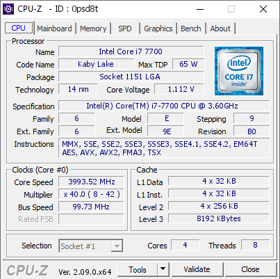 screenshot of CPU-Z validation for Dump [0psd8t] - Submitted by  DESKTOP-FEVF76U  - 2024-05-09 15:14:55