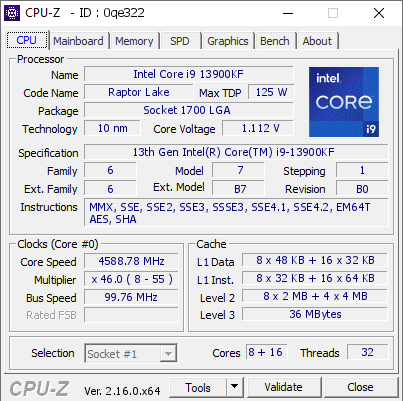 screenshot of CPU-Z validation for Dump [0qe322] - Submitted by  Anonymous  - 2025-10-08 12:07:07
