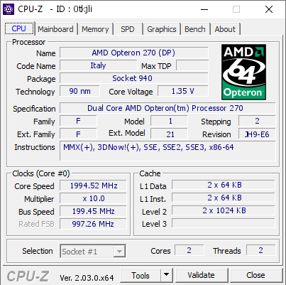 screenshot of CPU-Z validation for Dump [0tkjli] - Submitted by  OPTERON-PC  - 2022-10-23 19:18:03