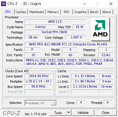 screenshot of CPU-Z validation for Dump [0ugxni] - Submitted by  Anonymous  - 2016-10-30 06:55:53
