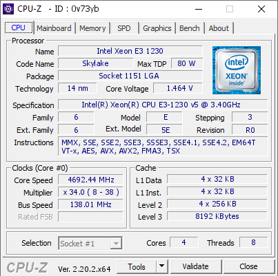 screenshot of CPU-Z validation for Dump [0v73yb] - Submitted by  DESKTOP-A9FF79A  - 2026-08-03 17:14:25
