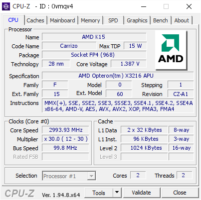 screenshot of CPU-Z validation for Dump [0vmqv4] - Submitted by  HPESERVER  - 2021-01-17 02:24:40