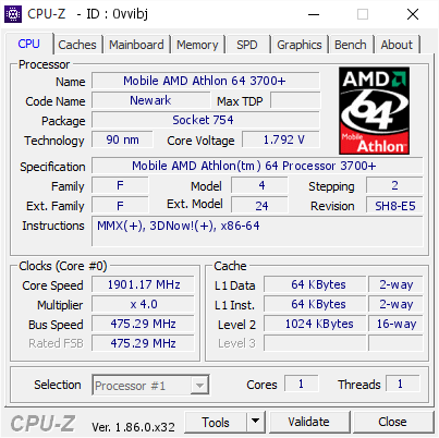 screenshot of CPU-Z validation for Dump [0vvibj] - Submitted by    - 2018-11-22 01:33:56