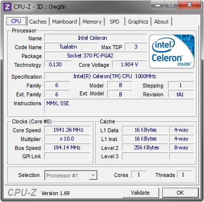 screenshot of CPU-Z validation for Dump [0wg6ii] - Submitted by  kotori  - 2014-04-25 16:04:19