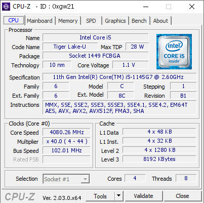 screenshot of CPU-Z validation for Dump [0xgw21] - Submitted by  JHA522B  - 2022-10-27 00:13:02