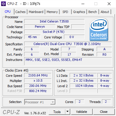 screenshot of CPU-Z validation for Dump [10hj7s] - Submitted by  VITALIK-ÏÊ  - 2016-05-09 06:52:18