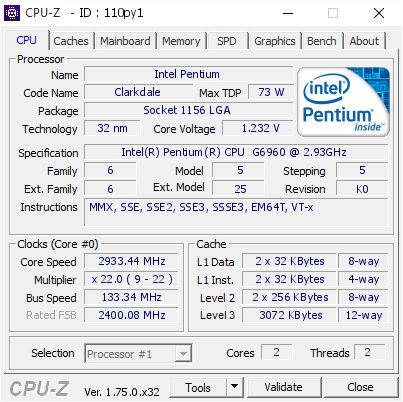 screenshot of CPU-Z validation for Dump [110py1] - Submitted by  REDPERETS-ÏÊ  - 2016-03-30 21:05:48