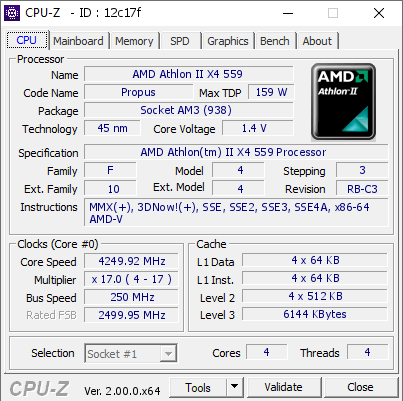 screenshot of CPU-Z validation for Dump [12c17f] - Submitted by  KAISER-PC  - 2022-03-29 12:09:16