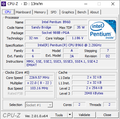 screenshot of CPU-Z validation for Dump [13nxhn] - Submitted by  Anonymous  - 2022-05-10 08:17:51