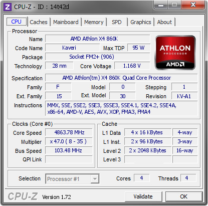 screenshot of CPU-Z validation for Dump [14t42d] - Submitted by  DREDVD-PC  - 2015-08-03 10:08:56