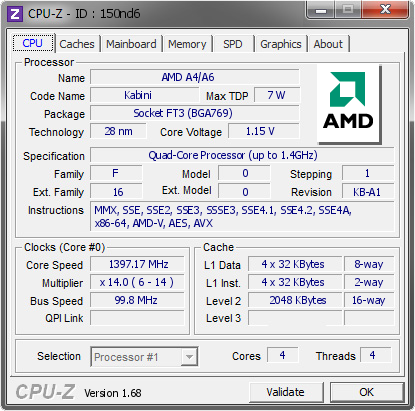 screenshot of CPU-Z validation for Dump [150nd6] - Submitted by  SAMSUNG  - 2014-01-12 16:01:42