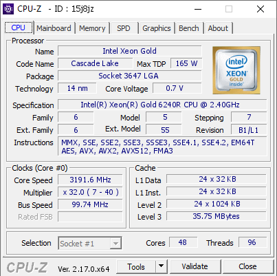 screenshot of CPU-Z validation for Dump [15j8jz] - Submitted by  Anonymous  - 2026-01-24 08:04:02