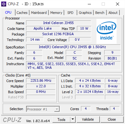 screenshot of CPU-Z validation for Dump [15uvzs] - Submitted by  Anonymous  - 2017-12-03 14:04:12