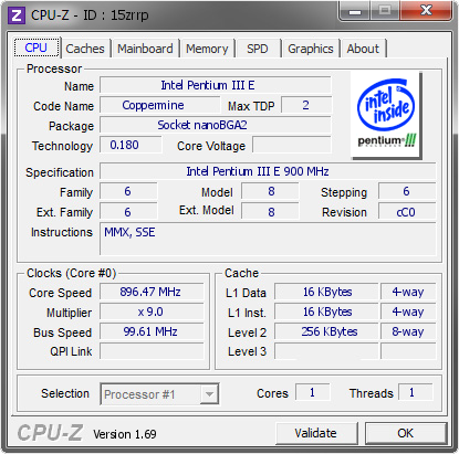 screenshot of CPU-Z validation for Dump [15zrrp] - Submitted by  20090714-1244  - 2014-06-24 14:06:34